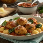 Slow Cooker Tuscan Chicken Meatballs with Gnocchi