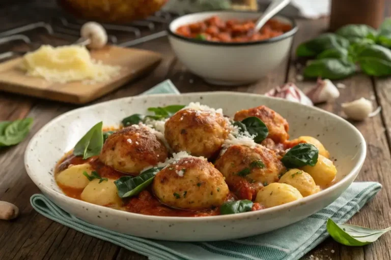 Slow Cooker Tuscan Chicken Meatballs with Gnocchi