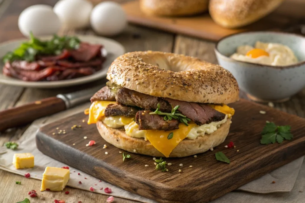 steak egg and cheese bagel