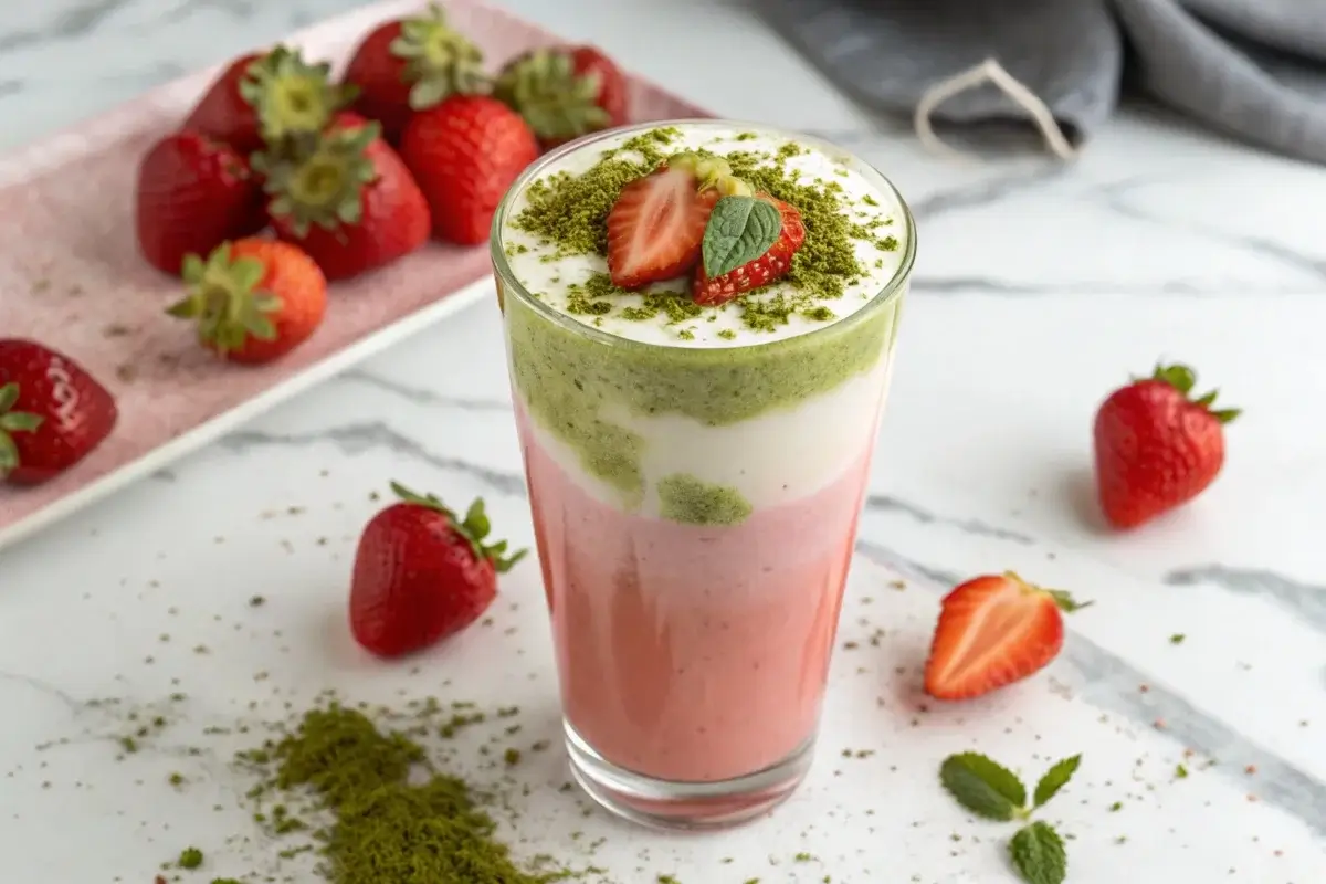 strawberry matcha latte